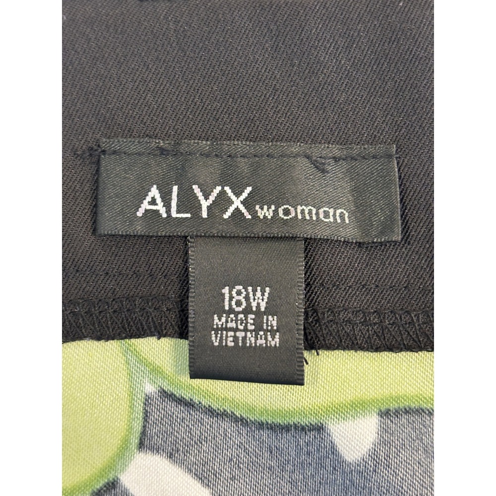 Alyx Woman Dress 18W Black Green White Floral Geometric Sleeveless Sheath Shift - Picture 3 of 5